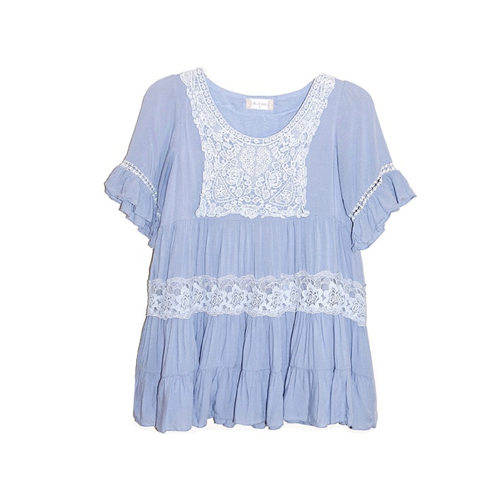 Altar’d State Periwinkle Crochet Lace Detail Top